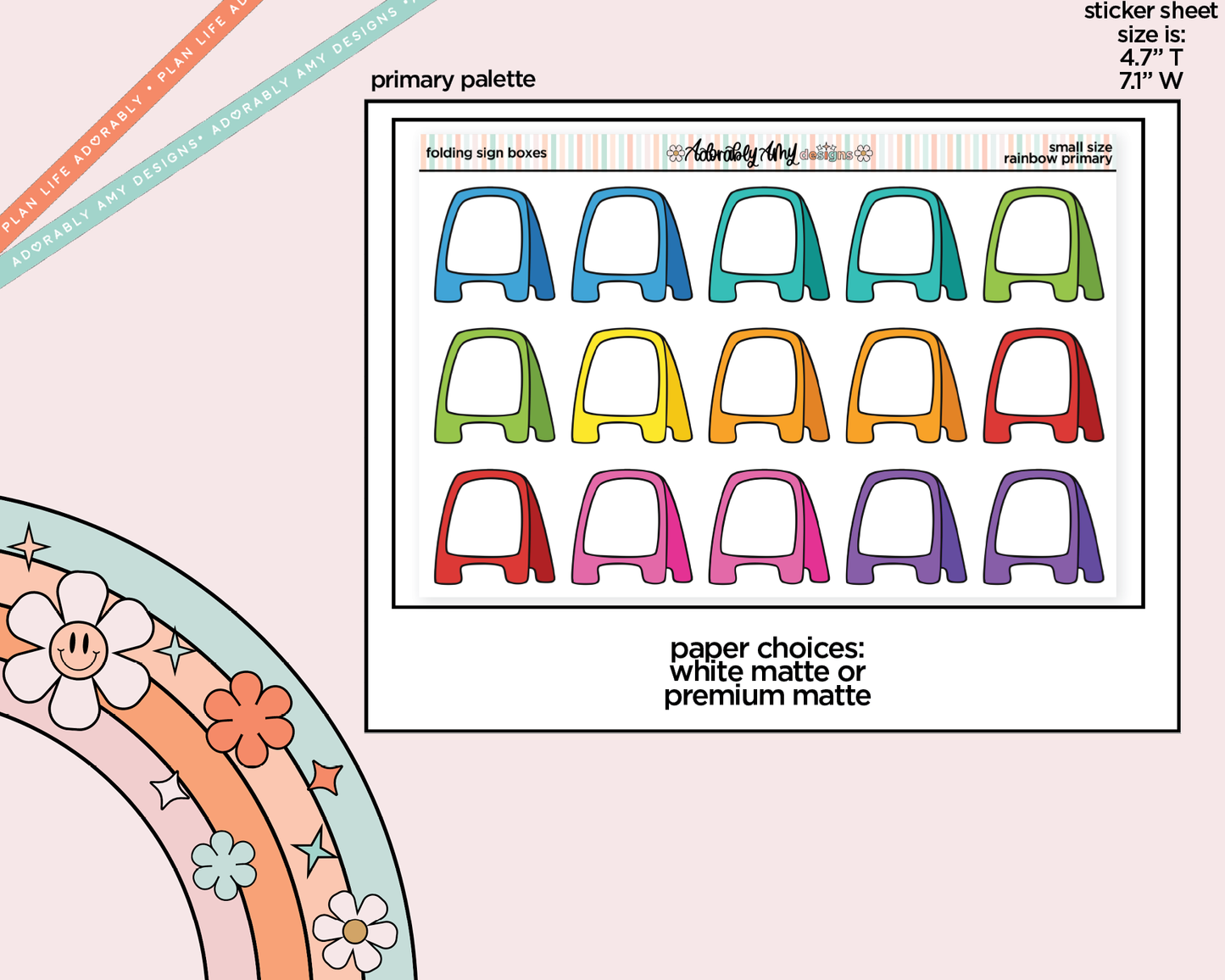 Rainbow Folding Sign Boxes Small Size Planner Stickers