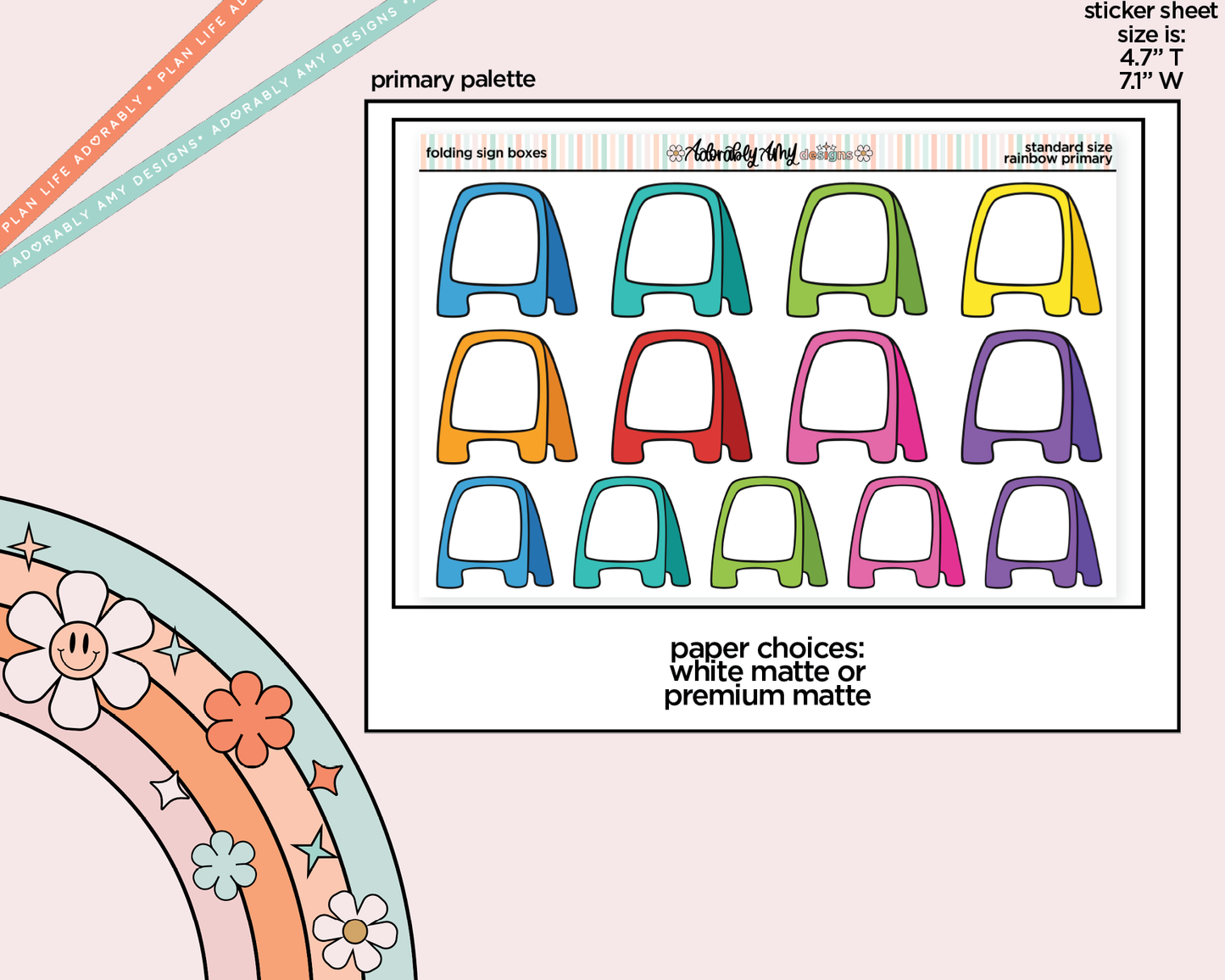 Rainbow Folding Sign Boxes Standard Size Stickers