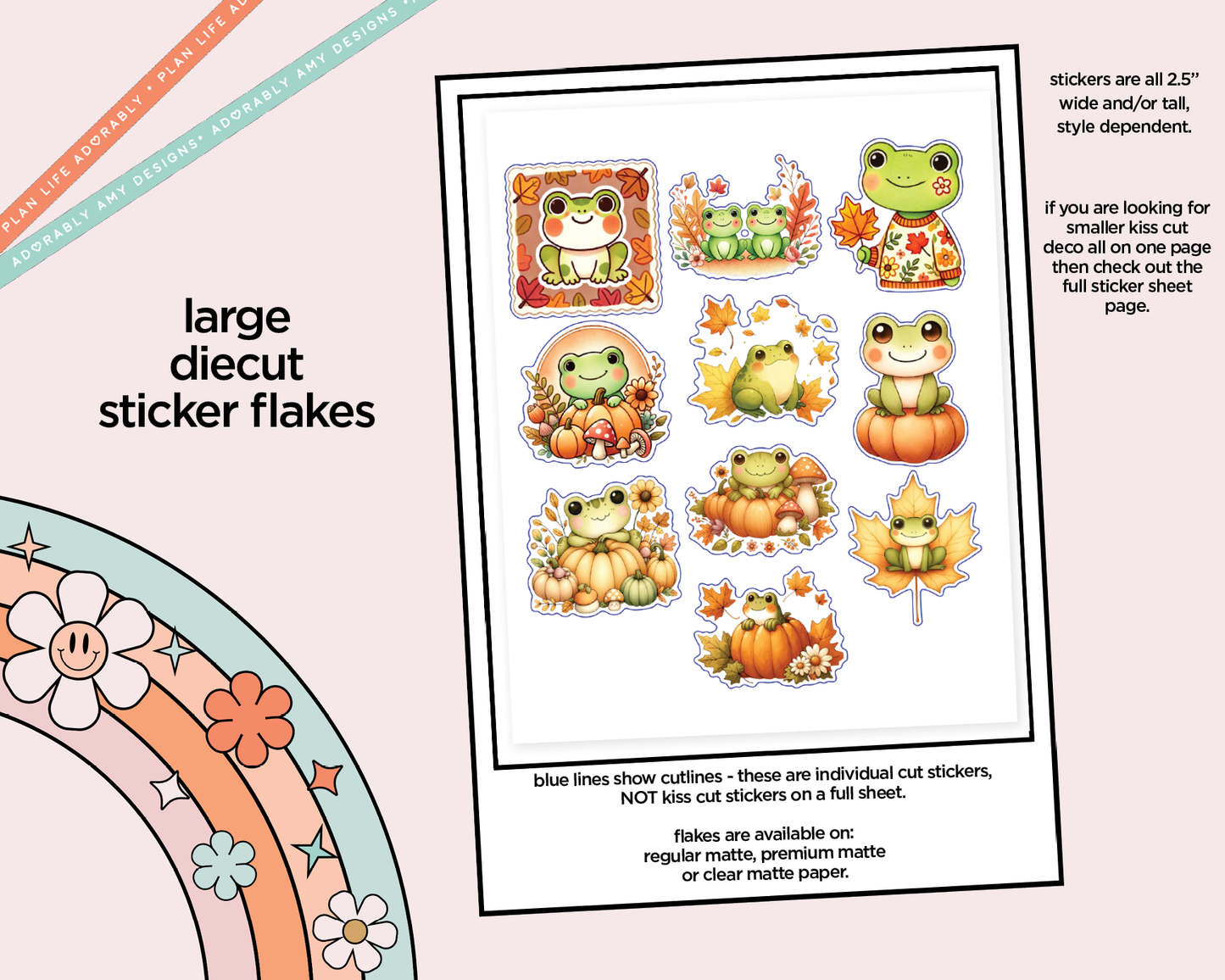 Froggies in Fall Kawaii Decorative Planner Stickers