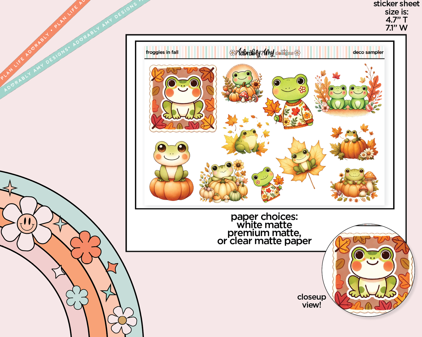 Froggies in Fall Kawaii Decorative Planner Stickers