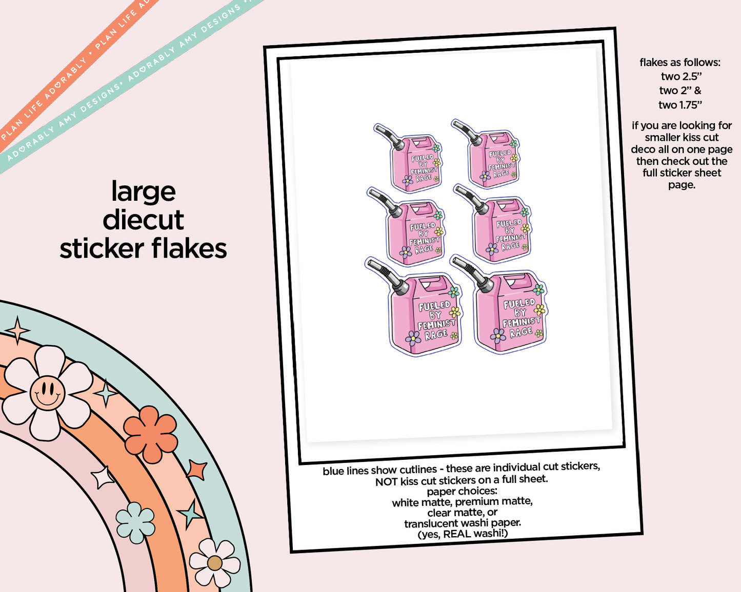 Fueled by Feminist Rage Typography Sampler Planner Stickers