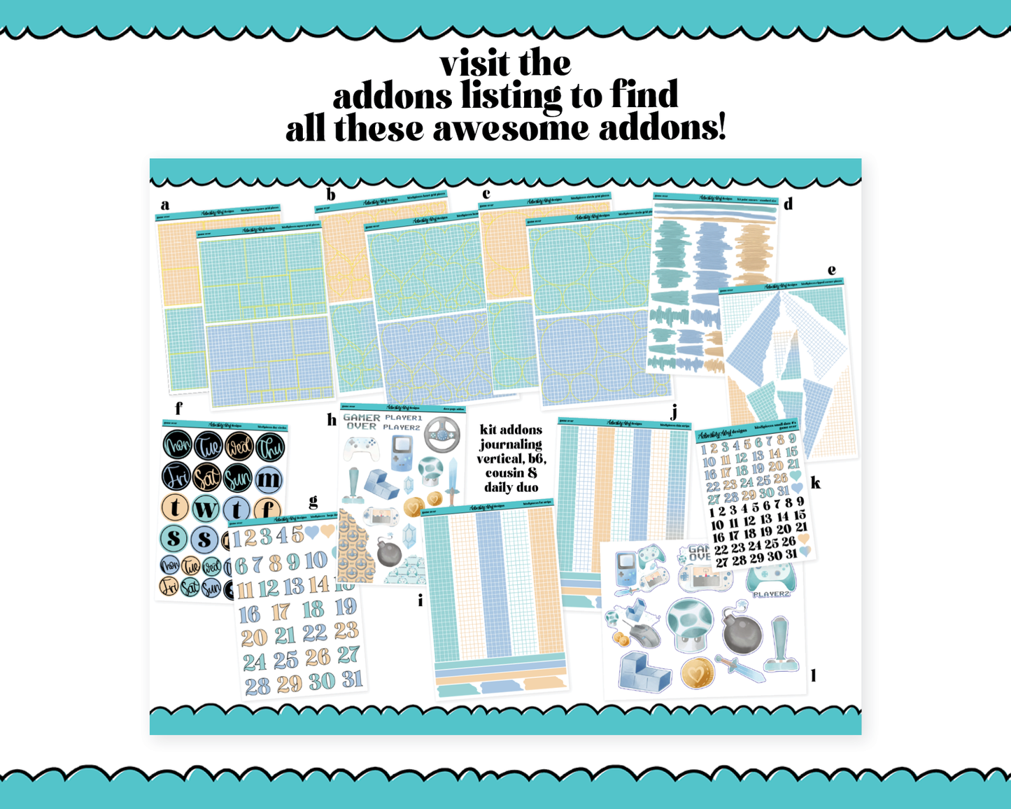 Hobonichi Cousin Weekly Game Over Watercolor Planner Sticker Kit for Hobo Cousin or Similar Planners