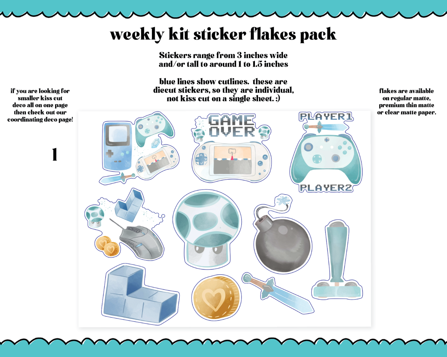 Game Over Watercolor Weekly Kit Addons - All Sizes - Deco, Smears and More!