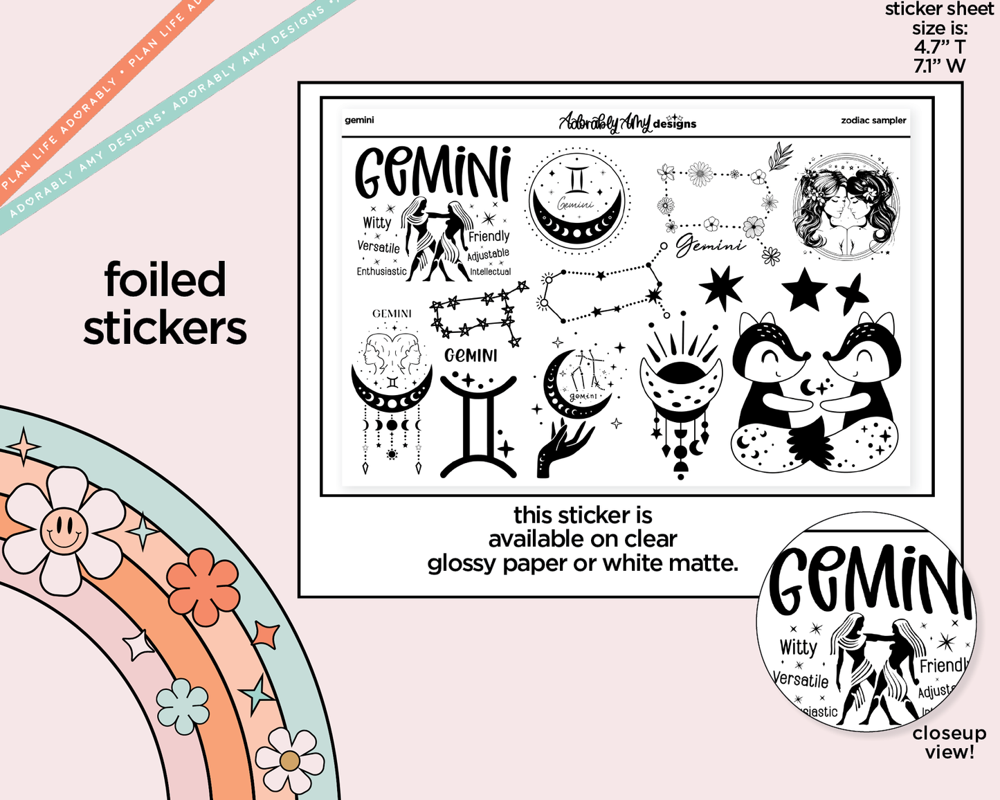 Foiled Zodiac Collection Gemini Deco Typography Sampler