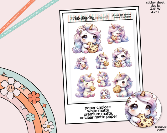 Gimme Dat Cookie Unicorn Sampler Decorative Planner Stickers for any Planner or Insert