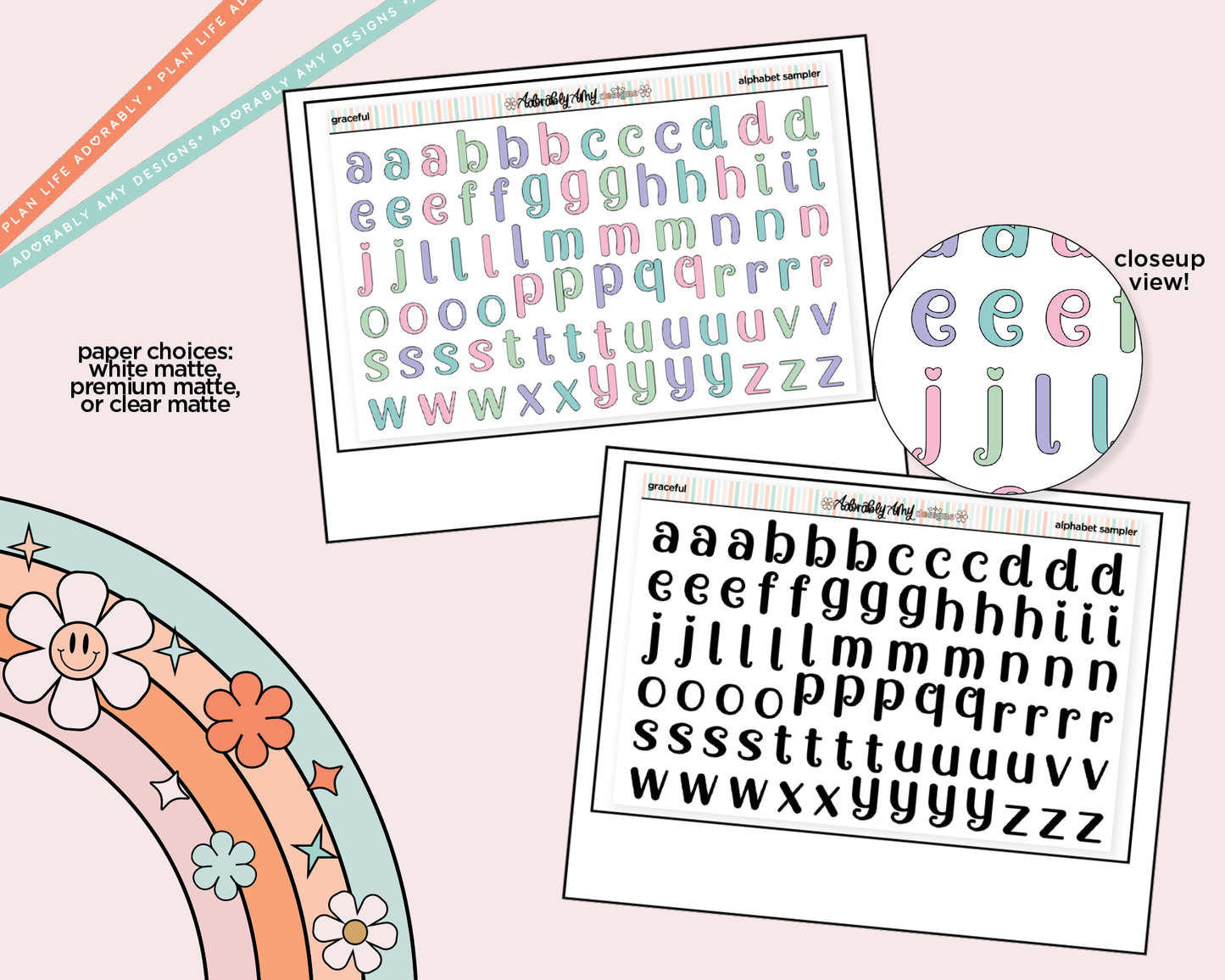 Graceful Alphabet Stickers Deco Typography Sampler Planner Stickers
