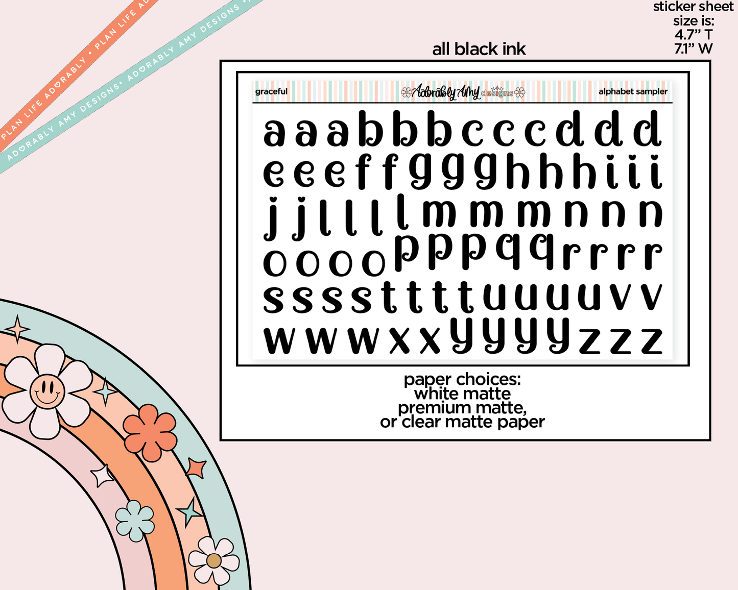 Graceful Alphabet Stickers Deco Typography Sampler Planner Stickers