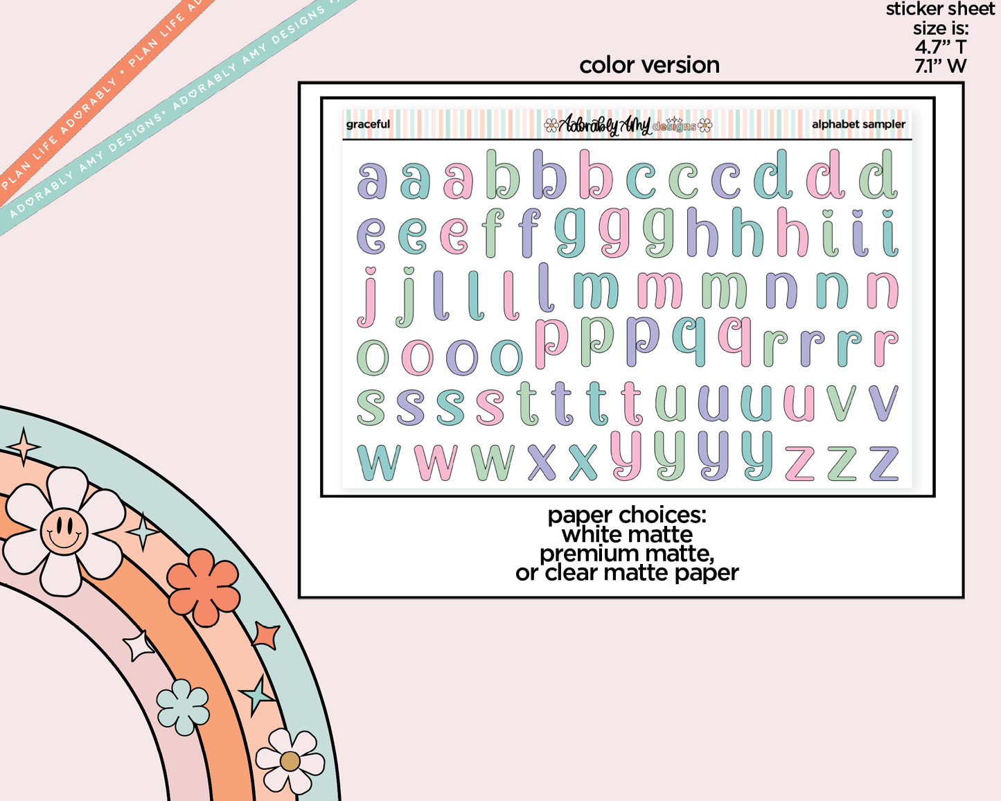 Graceful Alphabet Stickers Deco Typography Sampler Planner Stickers