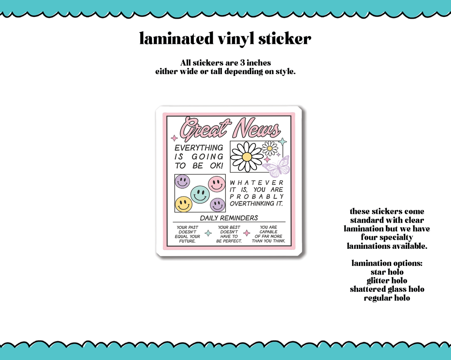 Laminated Vinyl Large Diecut Stickers-Great News