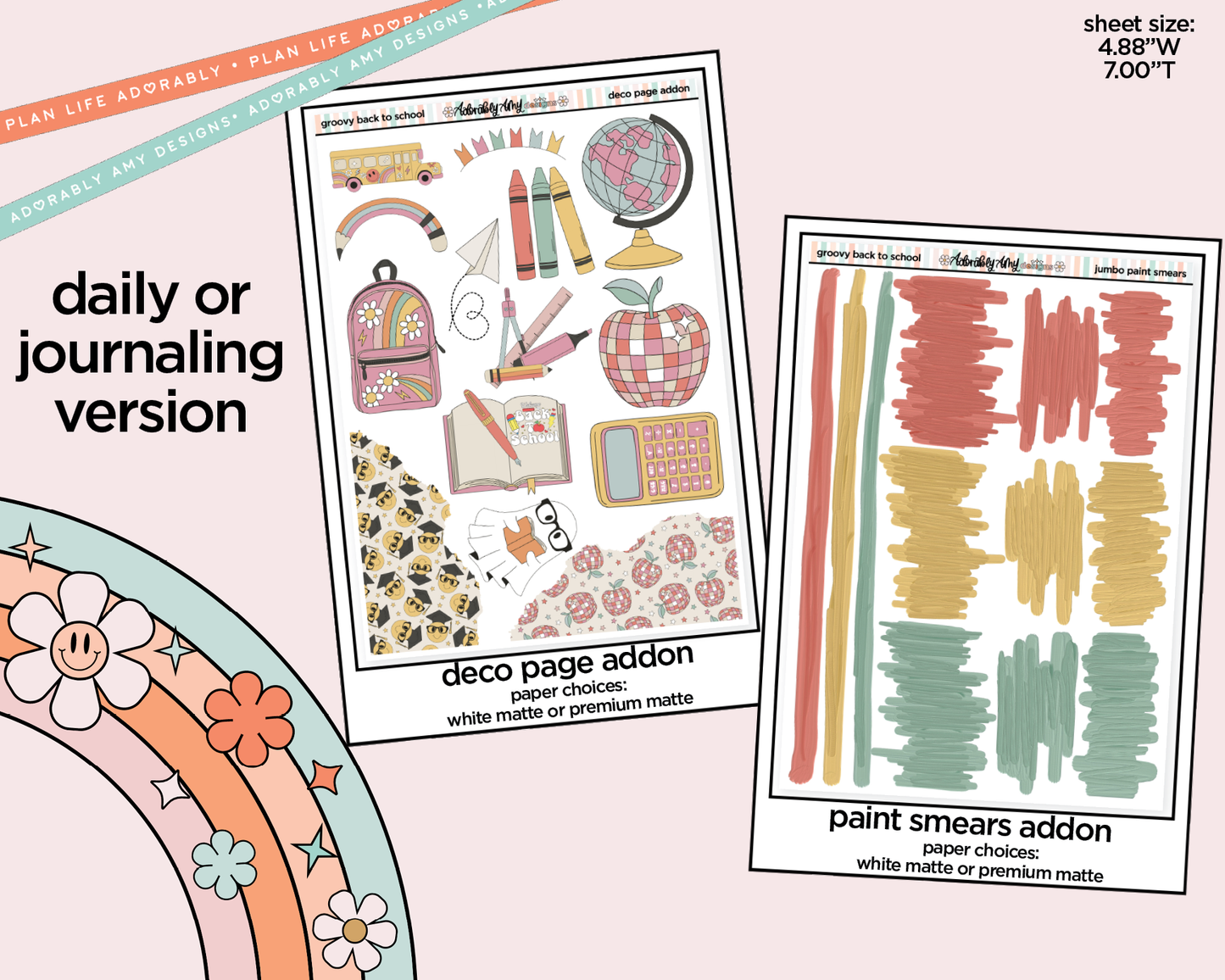 Journaling and Daily Planning Groovy Back to School Planner Sticker Kit