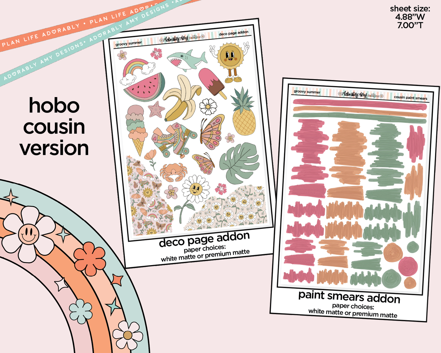 Hobonichi Cousin Weekly Groovy Summer Planner Sticker Kit for Hobo Cousin or Similar Planners