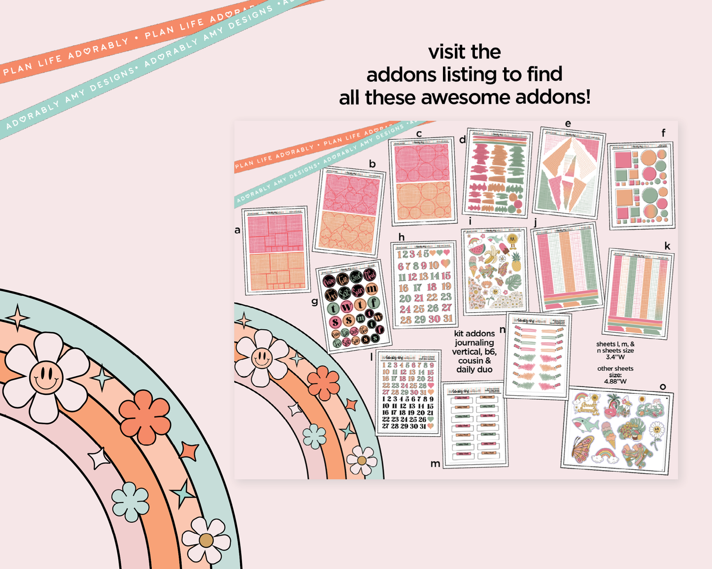 Daily Duo Groovy Summer Weekly Planner Sticker Kit for Daily Duo Planner