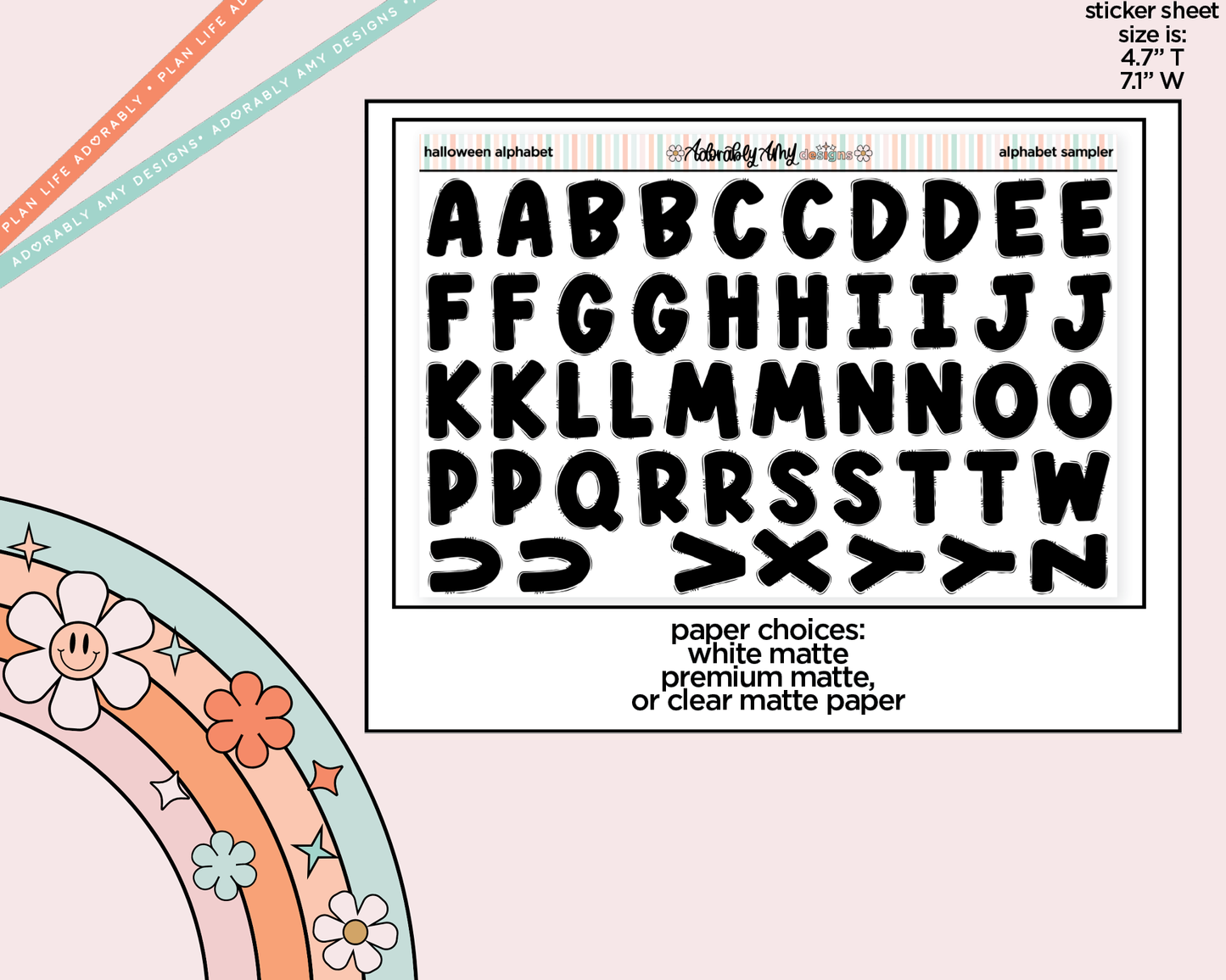 Halloween Alphabet Stickers Deco Typography Sampler Planner Stickers