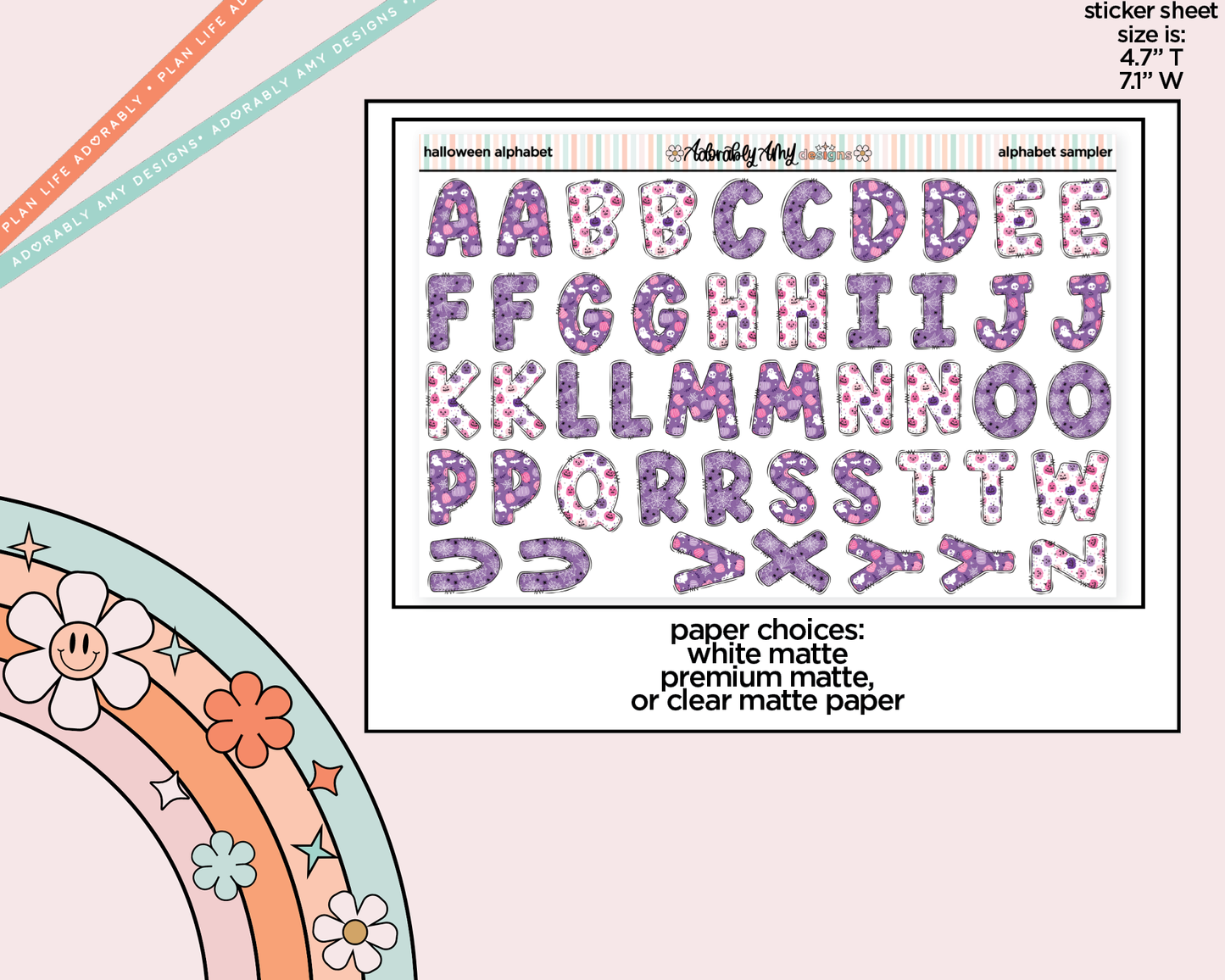 Halloween Alphabet Stickers Deco Typography Sampler Planner Stickers