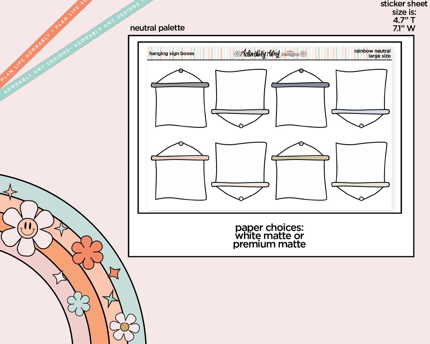 Rainbow Hanging Sign Boxes Large/Jumbo Stickers for any Planner or Insert