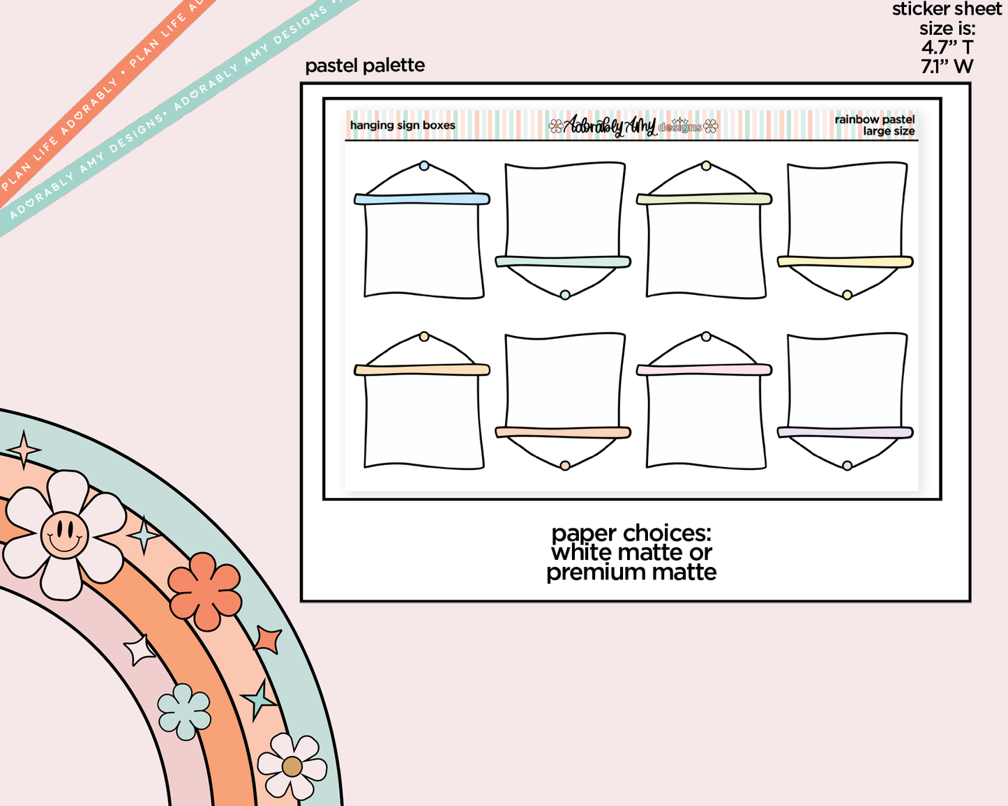Rainbow Hanging Sign Boxes Large/Jumbo Stickers for any Planner or Insert