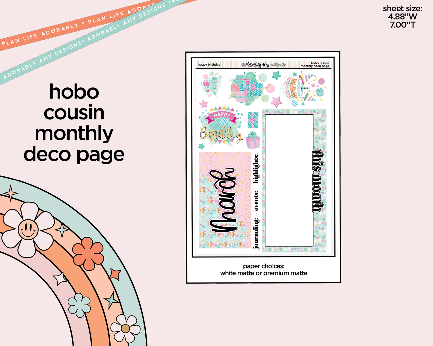 Hobonichi Cousin Monthly Pick Your Month Happy Birthday Planner Sticker Kit for Hobo Cousin or Similar Planners