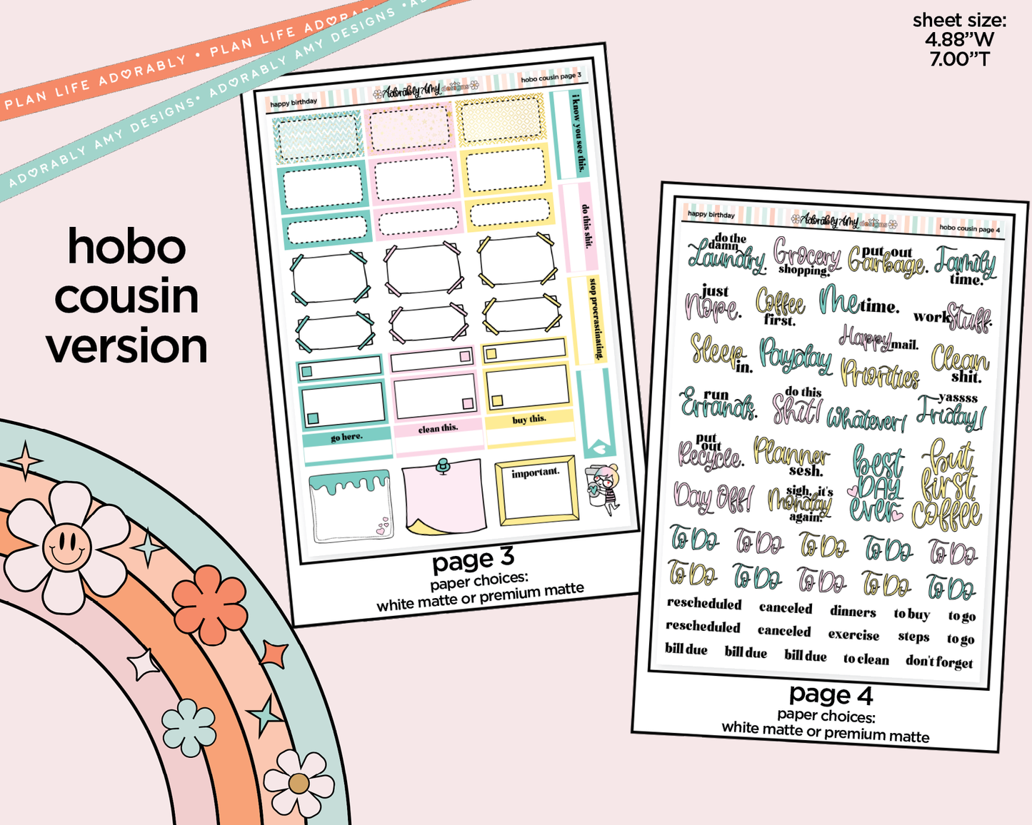 Hobonichi Cousin Weekly Happy Birthday Planner Sticker Kit for Hobo Cousin or Similar Planners