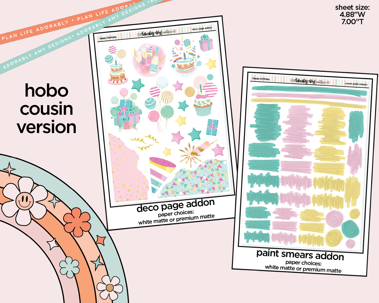 Hobonichi Cousin Weekly Happy Birthday Planner Sticker Kit for Hobo Cousin or Similar Planners