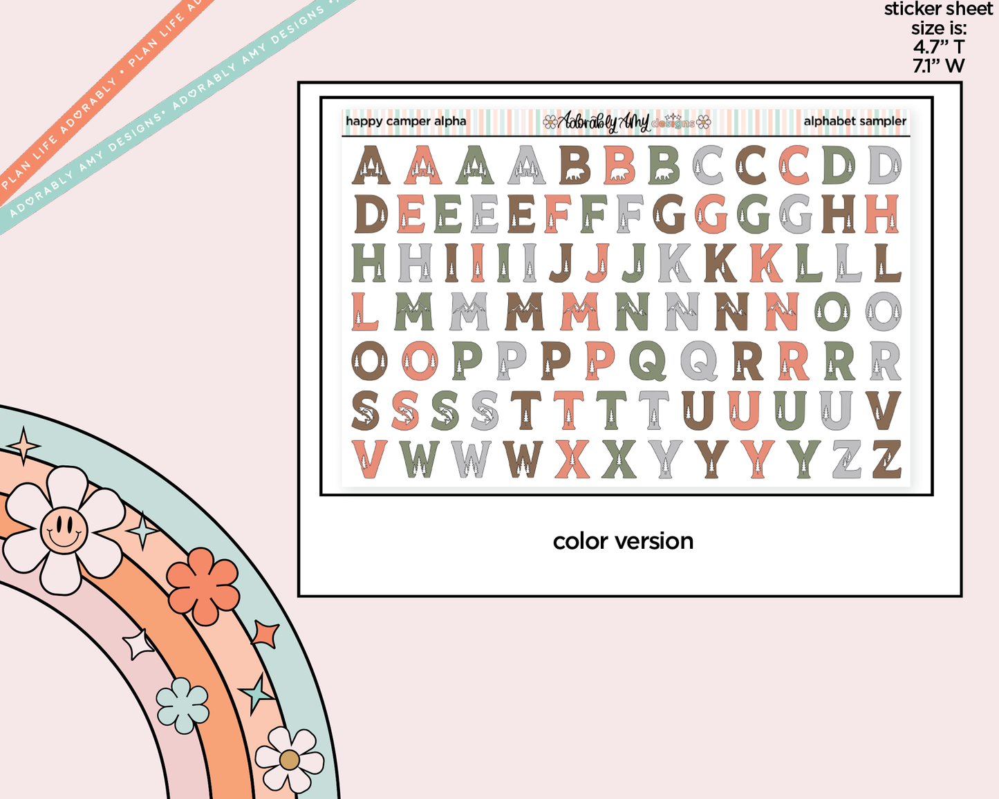 Happy Camper Alphabet Stickers Deco Typography Sampler Planner Stickers