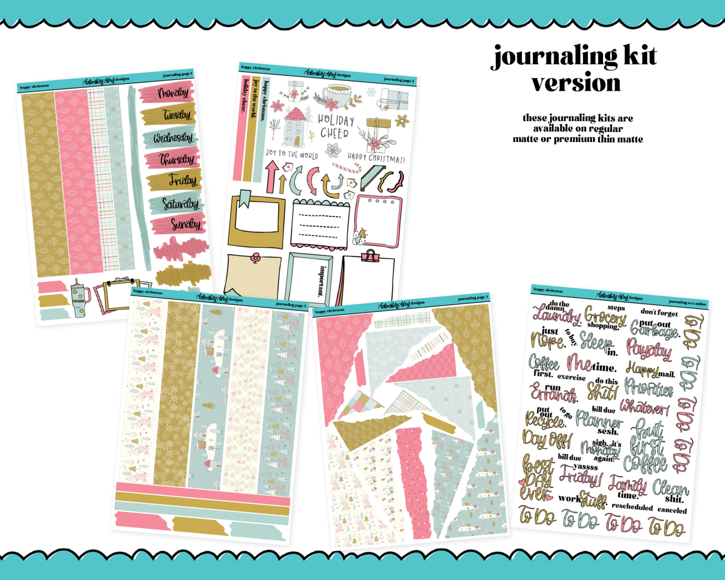 Journaling Kit Happy Christmas Themed Planner Sticker Kit
