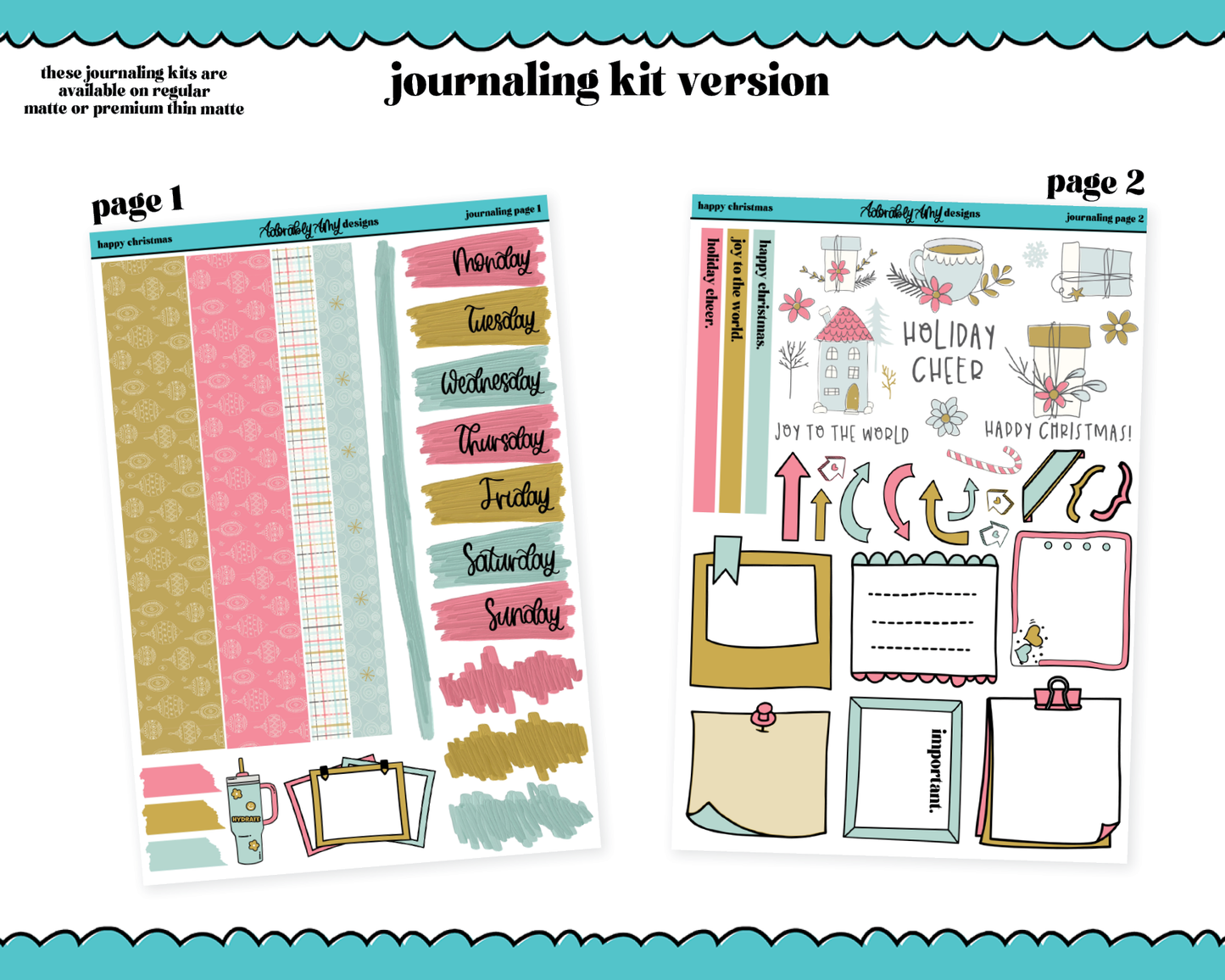 Journaling Kit Happy Christmas Themed Planner Sticker Kit