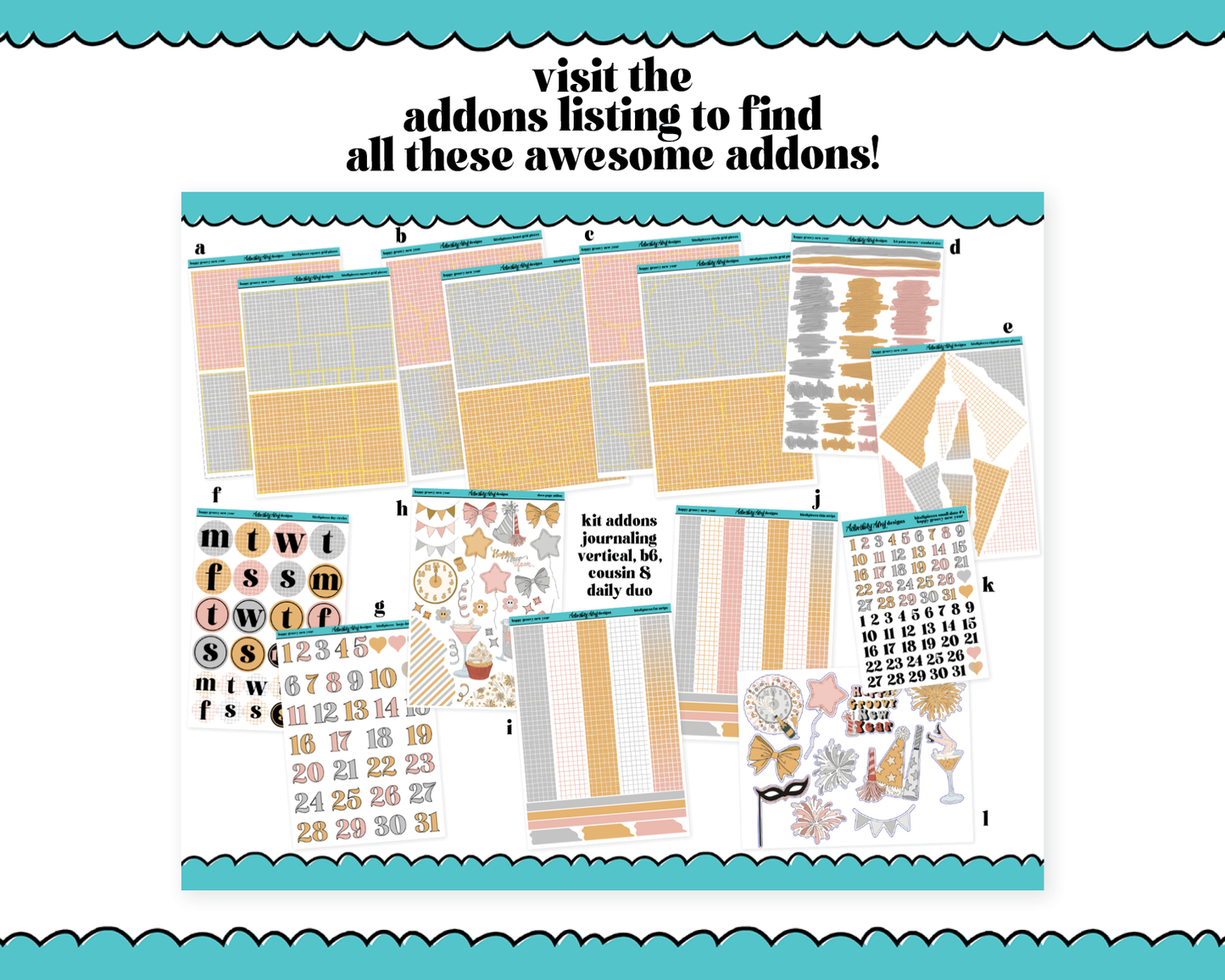 Vertical Happy Groovy New Year Planner Sticker Kit for Vertical Standard Size Planners or Inserts