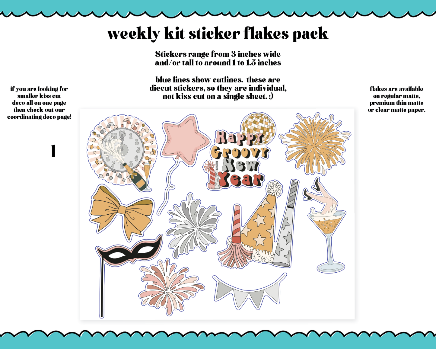 Happy Groovy New Year Weekly Kit Addons - All Sizes - Deco, Smears and More!