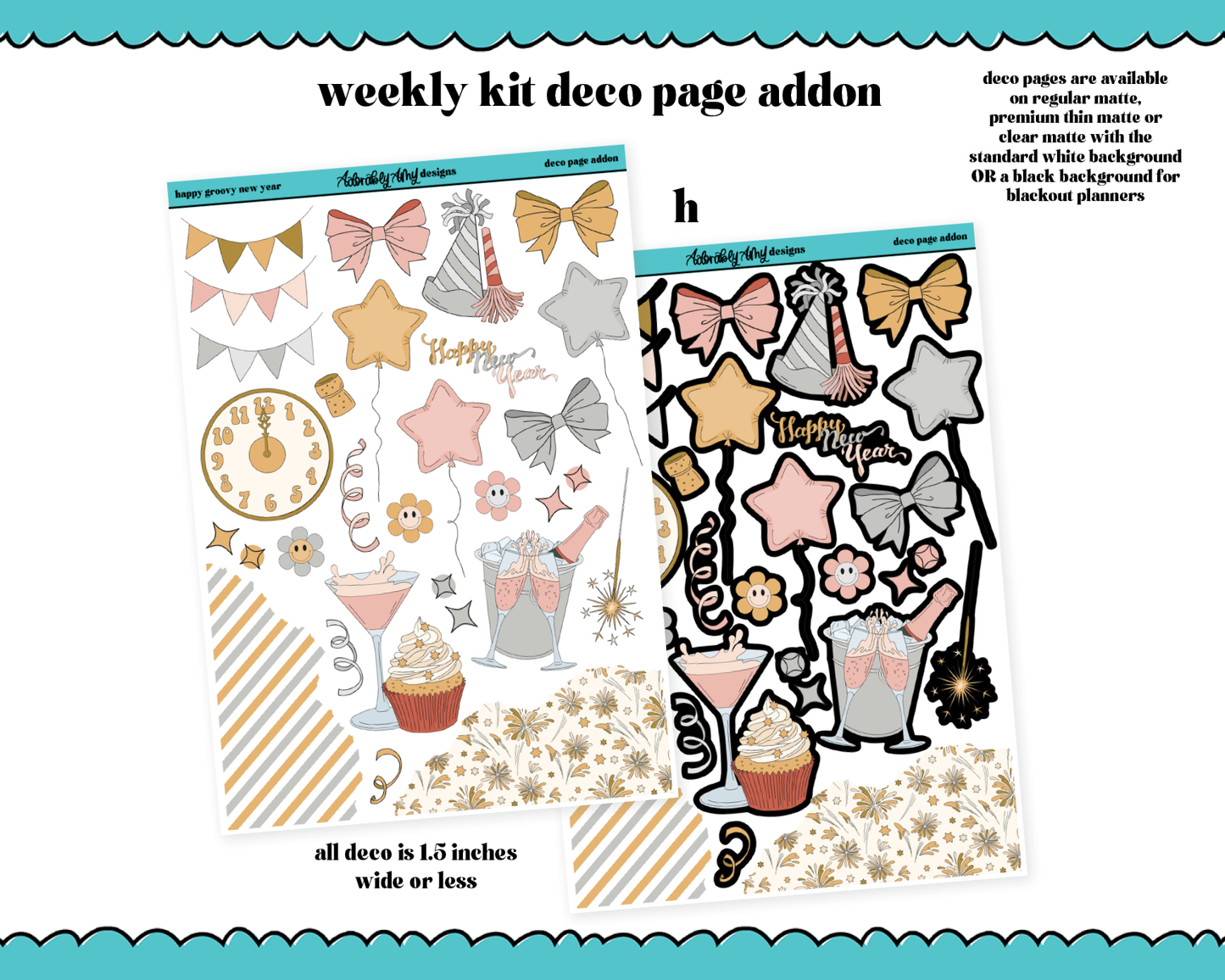 Happy Groovy New Year Weekly Kit Addons - All Sizes - Deco, Smears and More!