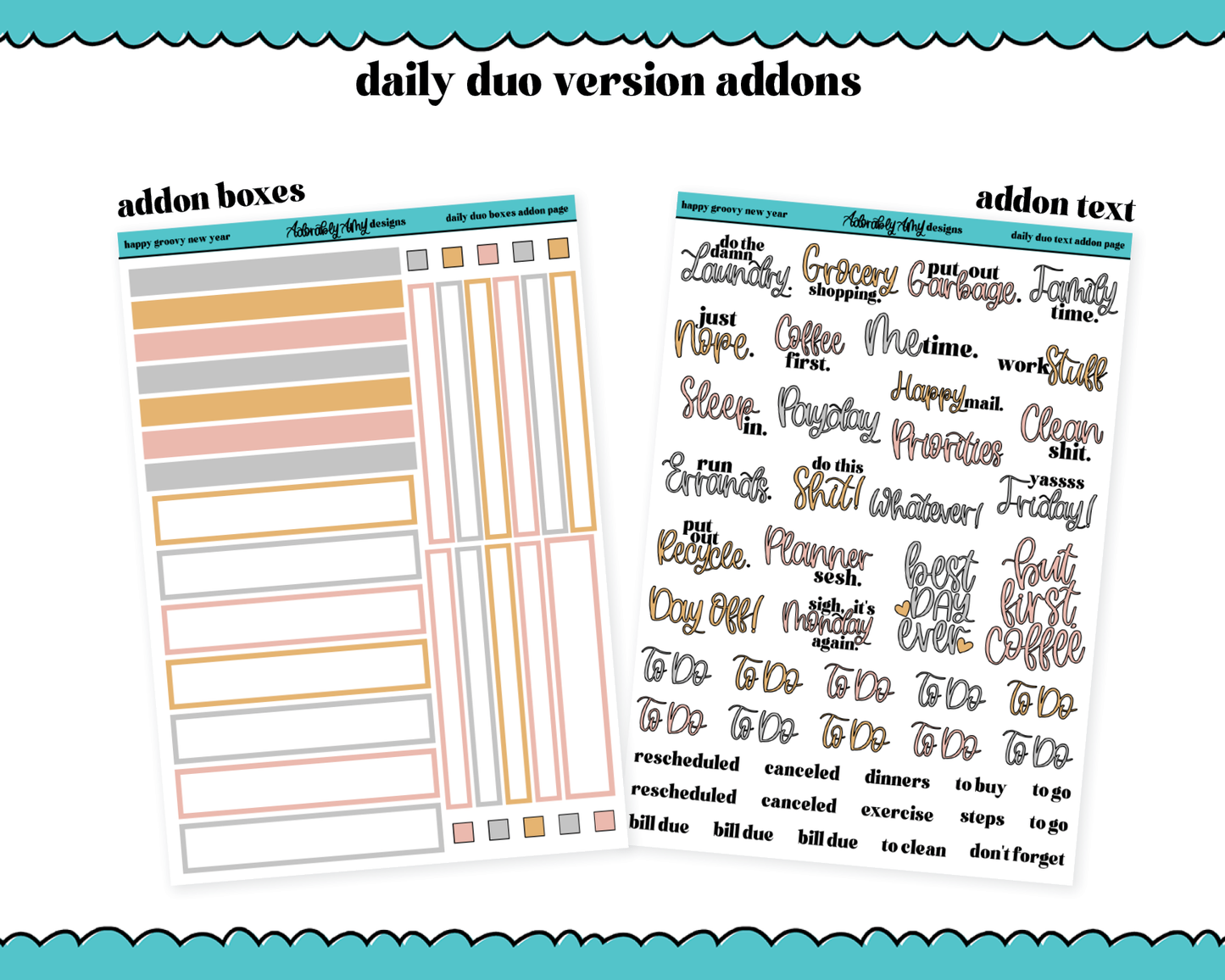 Daily Duo Happy Groovy New Year Weekly Planner Sticker Kit for Daily Duo Planner