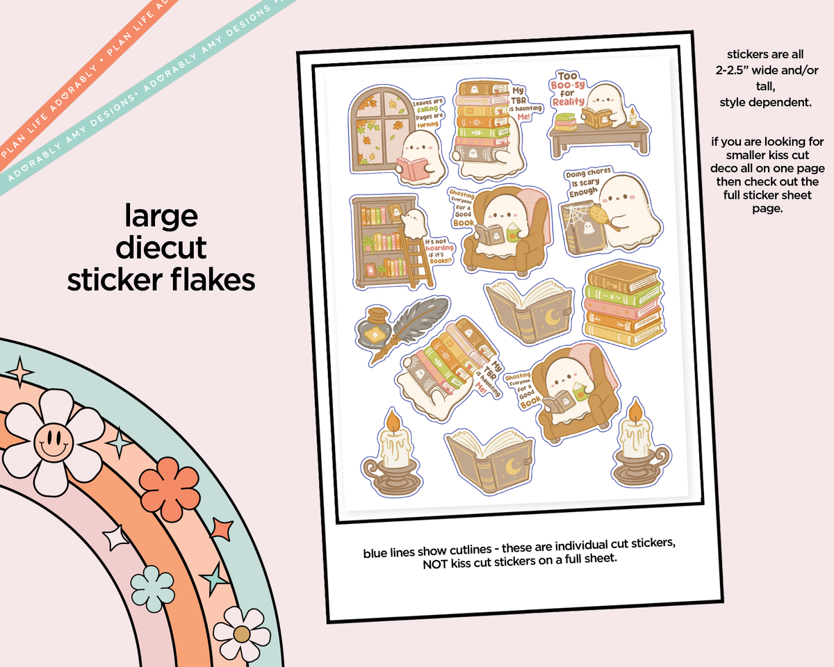 Haunted Library Deco Stickers in Multiple Sizes Decorative Planner Stickers