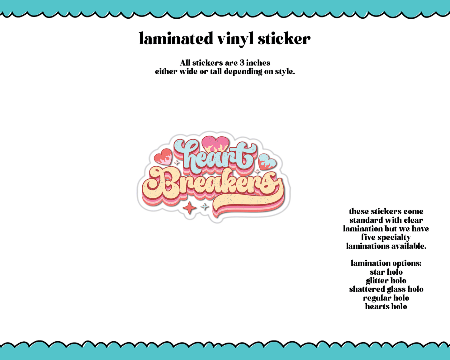 Laminated Vinyl Large Diecut Stickers- Heartbreaker