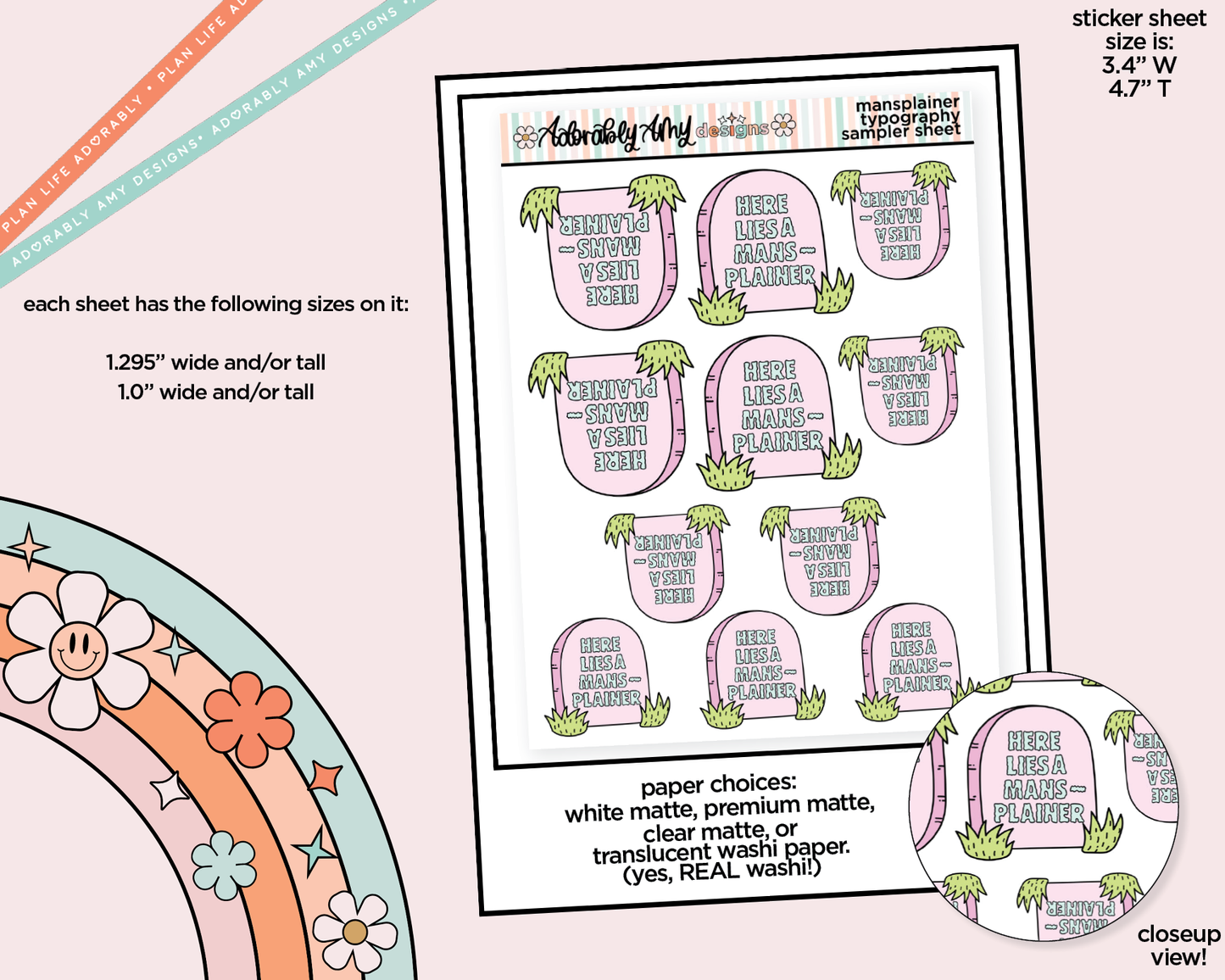 Here Lies a Mansplainer Typography Sampler Planner Stickers