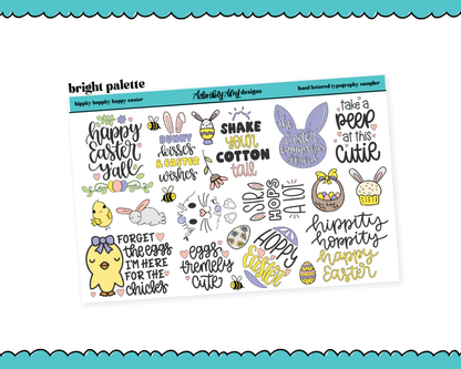 Hand Lettered Hippity Hoppity Easter Typography Sampler Planner Stickers for any Planner or Insert