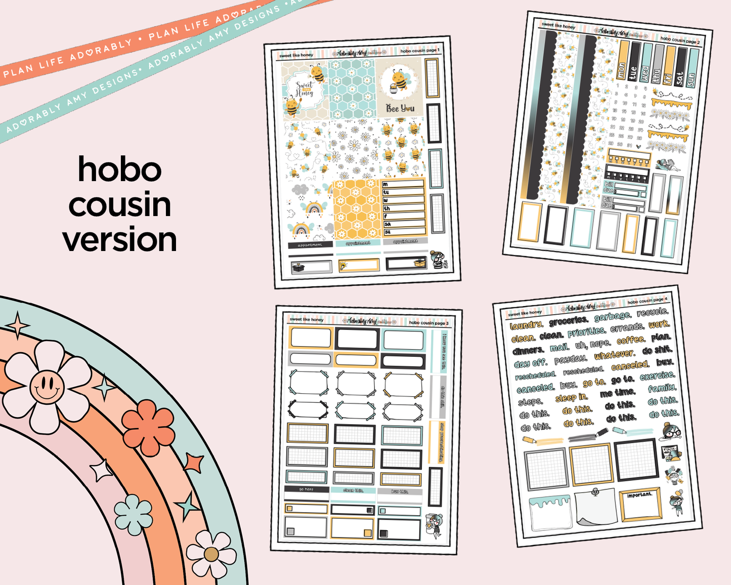 Hobonichi Cousin Weekly Sweet Like Honey Planner Sticker Kit for Hobo Cousin or Similar Planners