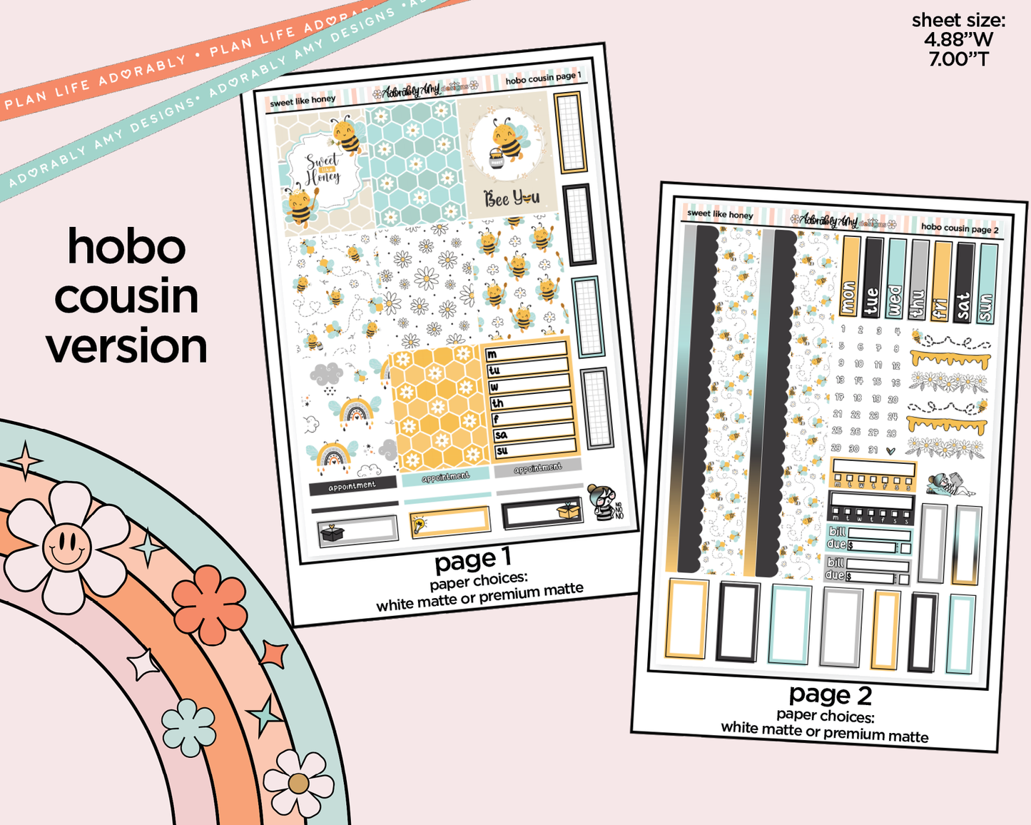 Hobonichi Cousin Weekly Sweet Like Honey Planner Sticker Kit for Hobo Cousin or Similar Planners