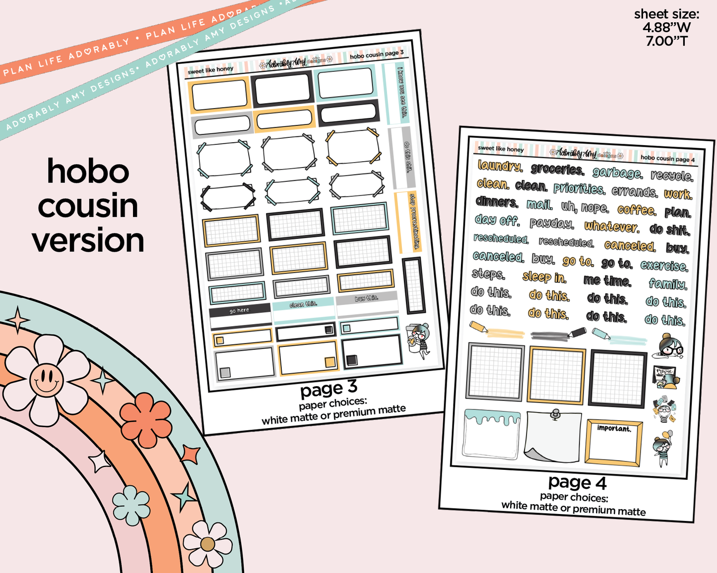 Hobonichi Cousin Weekly Sweet Like Honey Planner Sticker Kit for Hobo Cousin or Similar Planners