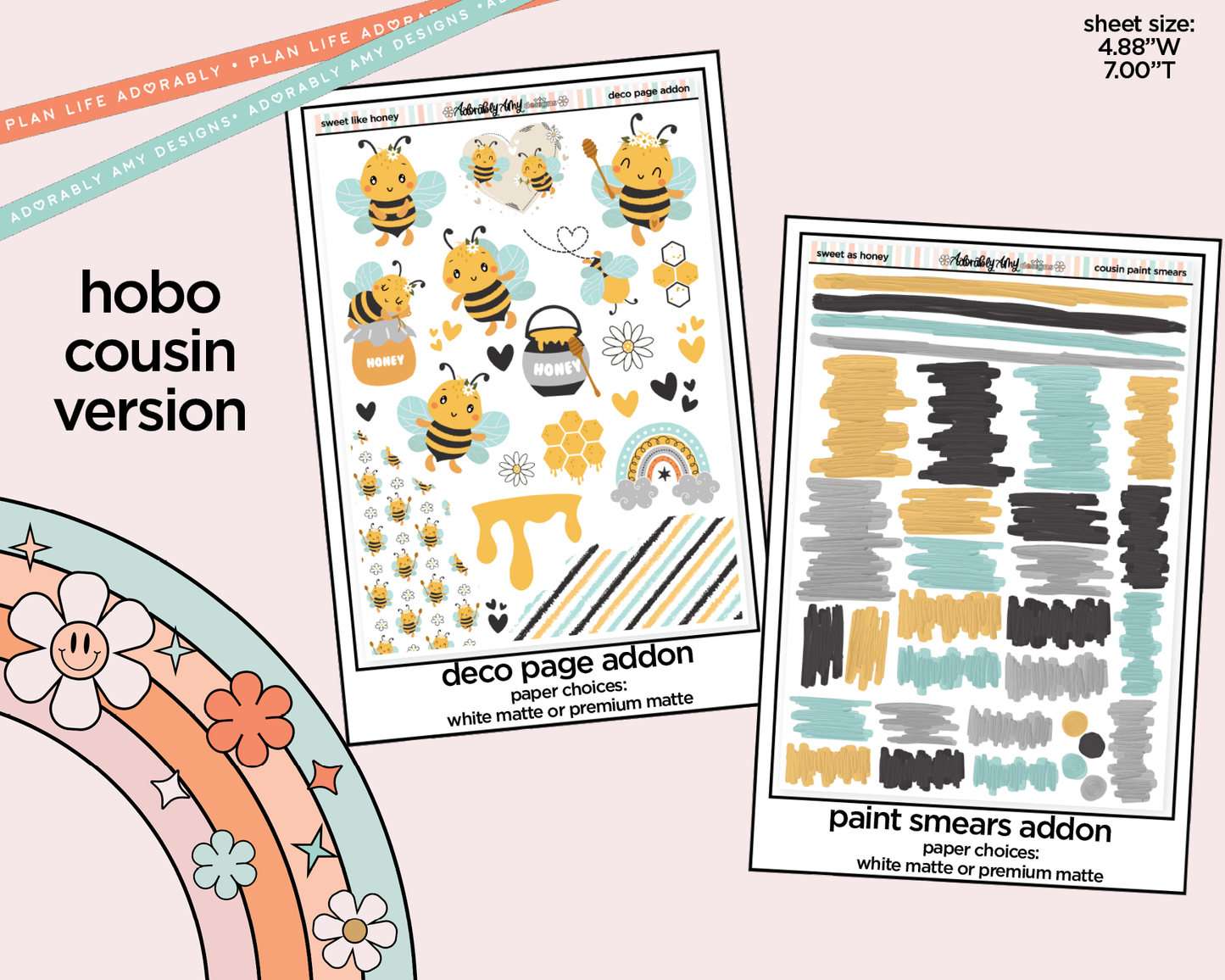 Hobonichi Cousin Weekly Sweet Like Honey Planner Sticker Kit for Hobo Cousin or Similar Planners
