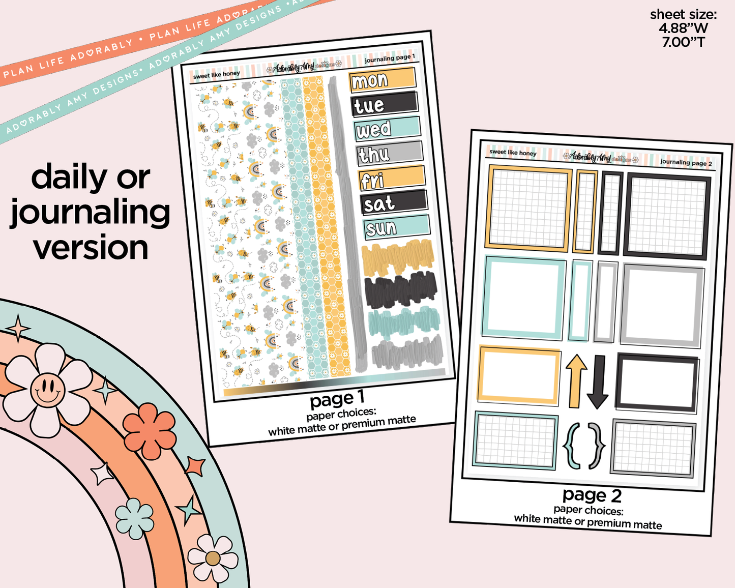 Journaling and Daily Planning Sweet Like Honey Planner Sticker Kit