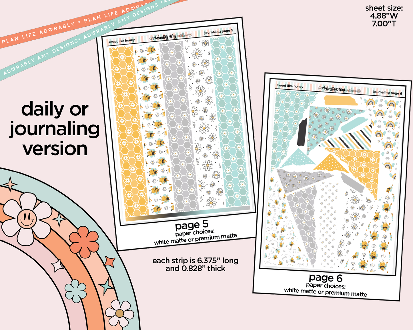 Journaling and Daily Planning Sweet Like Honey Planner Sticker Kit