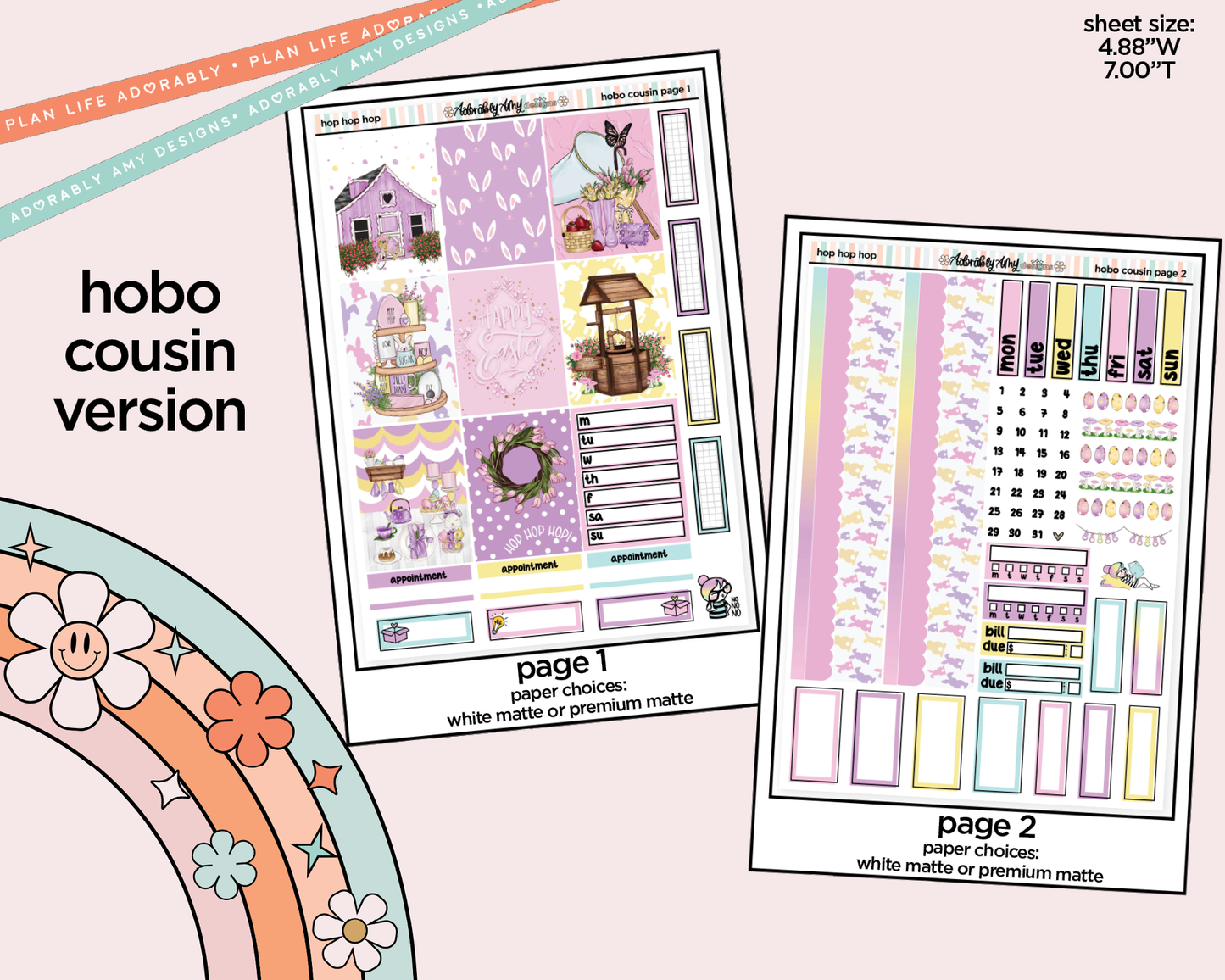 Hobonichi Cousin Weekly Hop Hop Hop Planner Sticker Kit for Hobo Cousin or Similar Planners