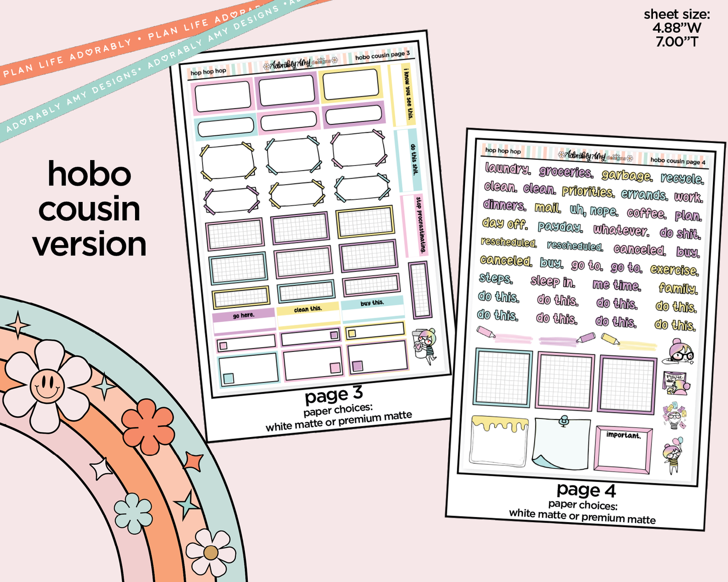 Hobonichi Cousin Weekly Hop Hop Hop Planner Sticker Kit for Hobo Cousin or Similar Planners