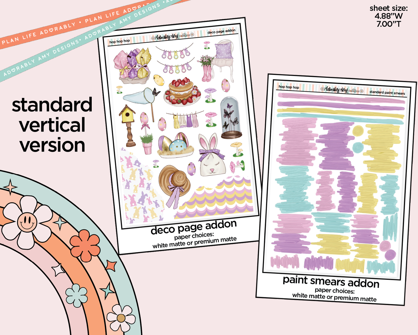 Vertical Hop Hop Hop Weekly Sticker Kit for Vertical Standard Size Planners or Insert