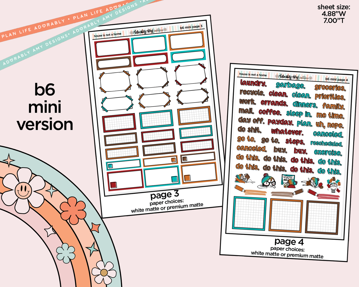 Mini B6 A House Isn't a Home Without a Cat Planner Sticker Kit sized for ANY Vertical Insert