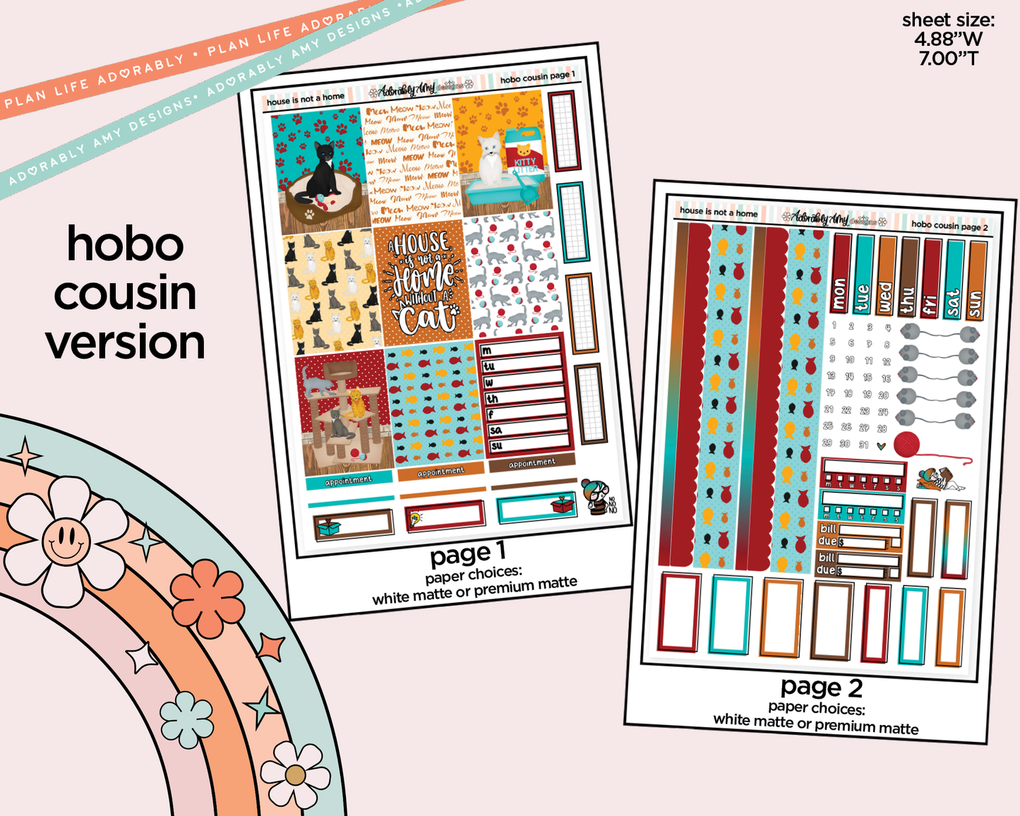 Hobonichi Cousin Weekly A House Isn't a Home Without a Cat Planner Sticker Kit for Hobo Cousin or Similar Planners