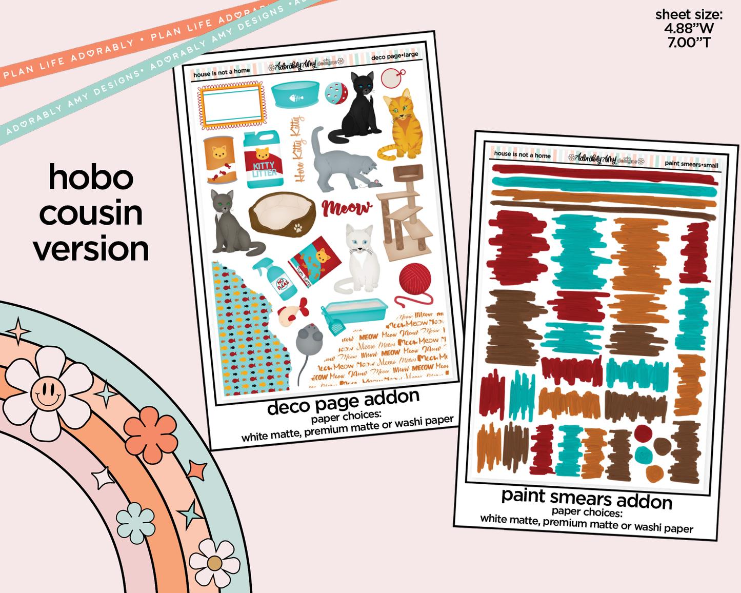 Hobonichi Cousin Weekly A House Isn't a Home Without a Cat Planner Sticker Kit for Hobo Cousin or Similar Planners