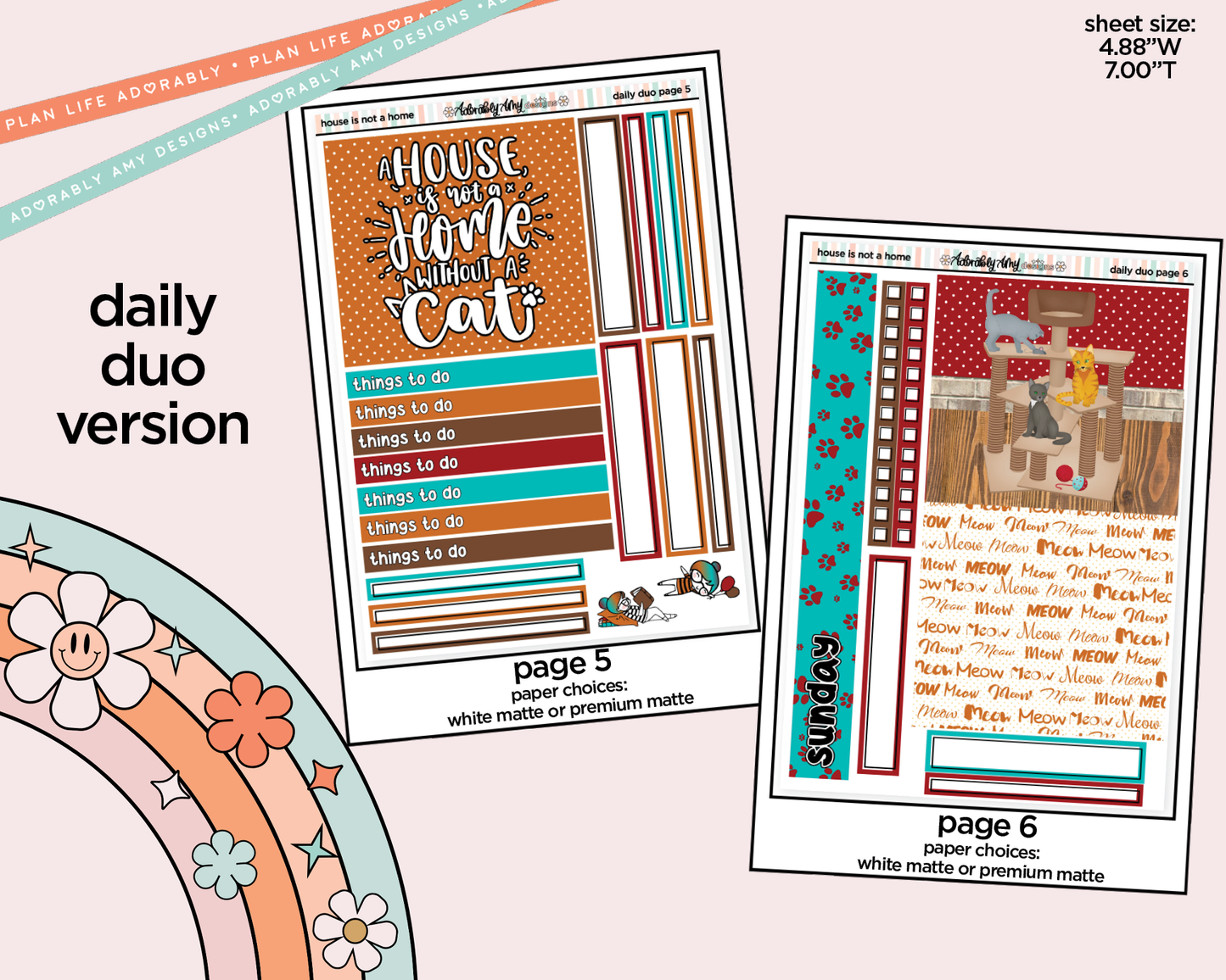 Daily Duo A House Isn't a Home Without a Cat Weekly Planner Sticker Kit for Daily Duo Planner