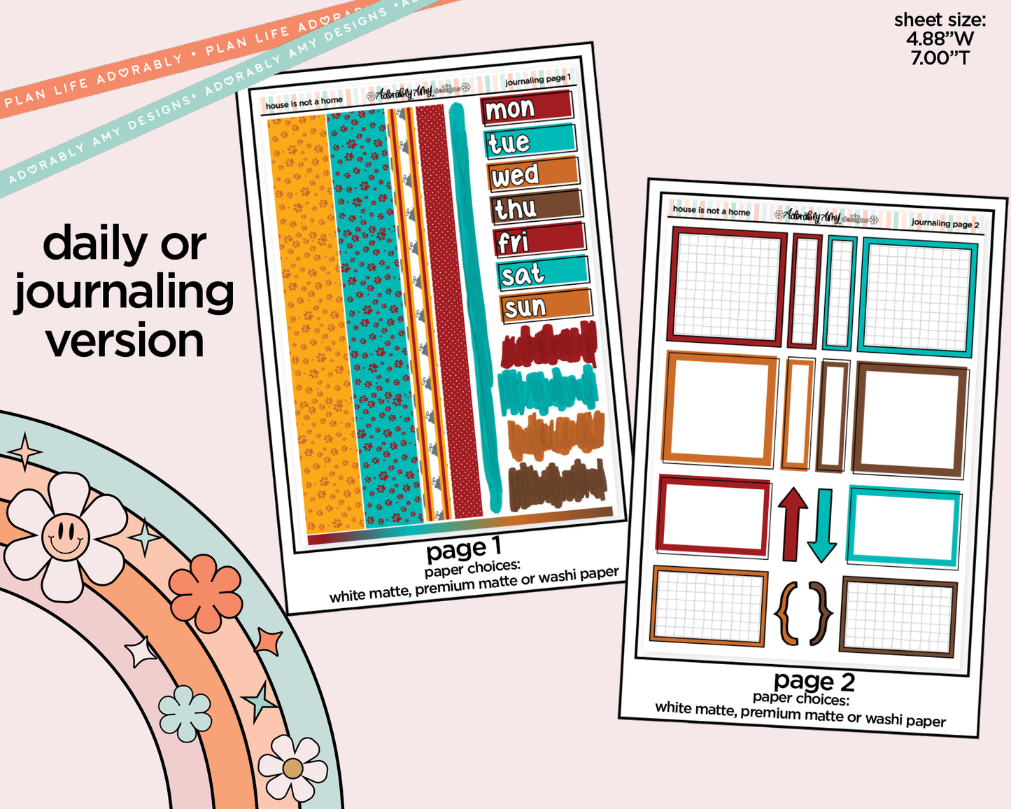 Journaling and Daily Planning A House Isn't a Home Without a Cat Planner Sticker Kit