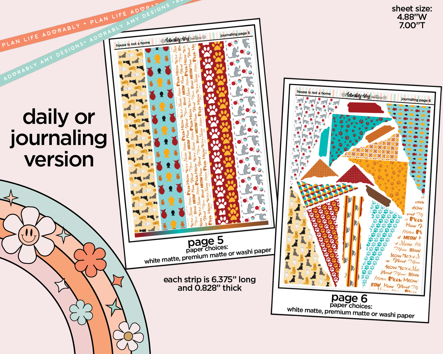 Journaling and Daily Planning A House Isn't a Home Without a Cat Planner Sticker Kit