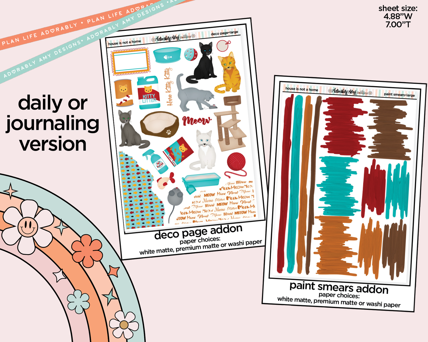 Journaling and Daily Planning A House Isn't a Home Without a Cat Planner Sticker Kit